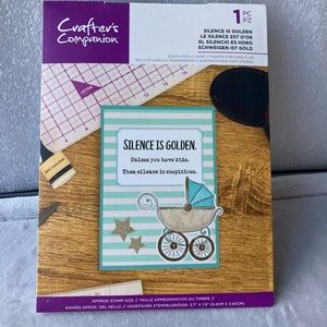 Crafters Companion clear acrylic stamp. Silence is golden.
